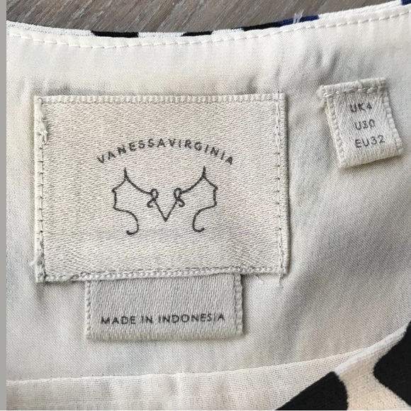 Anthro Vanessa Virginia Ink Set Blooms Dress SZ 0 - Picture 5 of 8